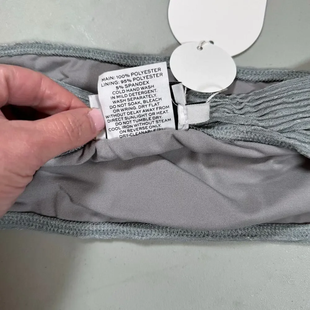 NWT RUMER The Label 3 Piece Bikini Set Gray Ribbed Fabric Size Small